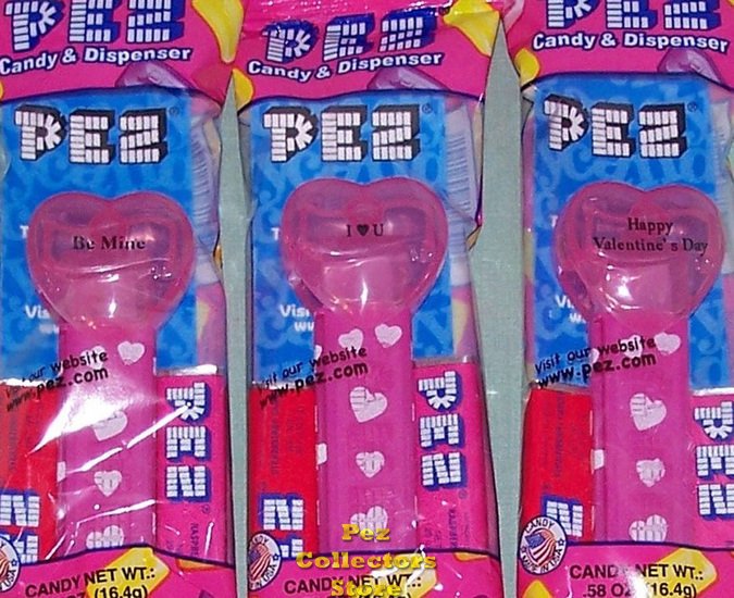 (image for) 2009 Set of 3 Cloudy Pink Crystal Pez Short Valentine Hearts MIB - Click Image to Close