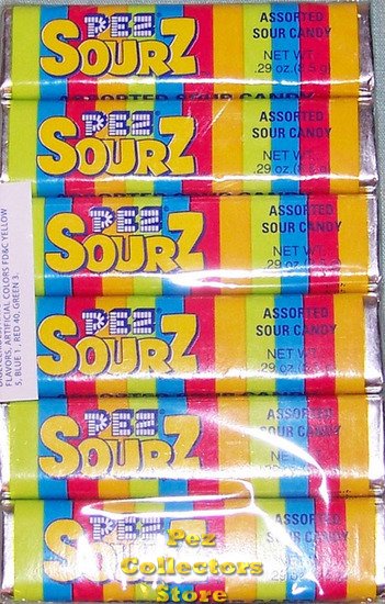 (image for) 1 package of 6 rolls of Sourz Flavor Pez Candy Refills - Click Image to Close