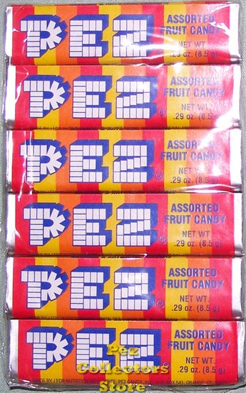 (image for) Old 1 Piece Assorted Fruit Pez 6 roll Cello Pack