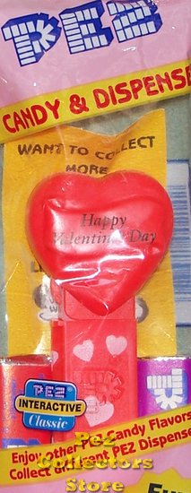 (image for) 2003 HVD Heart Pez Neon Red printed stem MIB - Click Image to Close