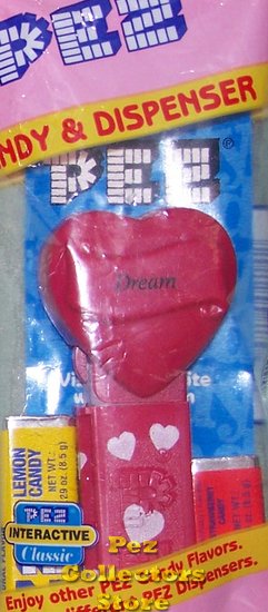 (image for) 2005 Dream Heart Pez Maroon printed stem MIB - Click Image to Close