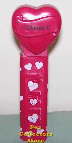 (image for) 2005 I Choose U Heart Pez Maroon printed stem Loose - Click Image to Close