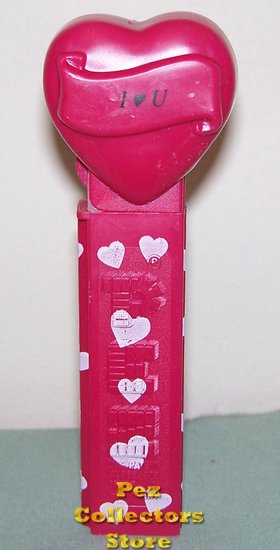 (image for) 2005 I (heart) U Heart Pez Maroon printed stem Loose - Click Image to Close