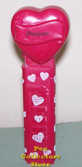 (image for) 2005 Princess Heart Pez Maroon printed stem Loose - Click Image to Close