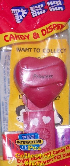 (image for) 2005 Princess Heart Pez Maroon printed stem MIB - Click Image to Close