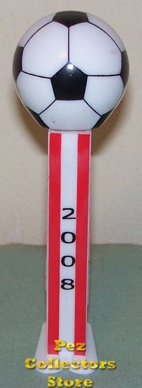 (image for) 2008 Soccer Ball European Pez White w Red Stripes Stem - Click Image to Close