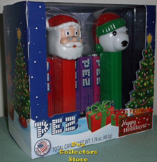 (image for) Retired 2013 Happy Holidays Pez Gift Set Santa Christmas Bear - Click Image to Close