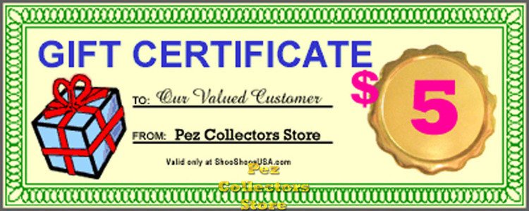 (image for) $5.00 Gift Certificate - Click Image to Close