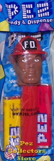 (image for) Black Firefighter AA Emergency Hero Pez MIP! - Click Image to Close