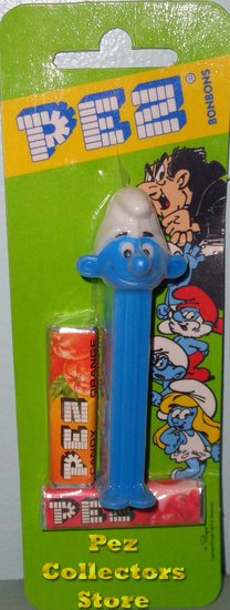 (image for) Series 1 Smurf Pez on Blue Stem Mint on Smurfs Card - Click Image to Close