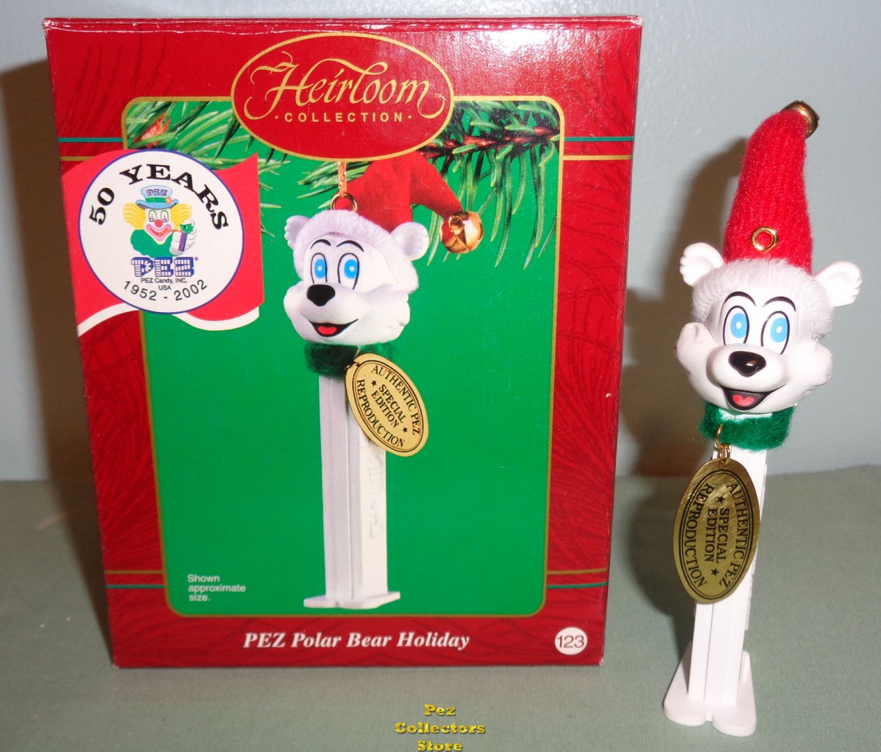 (image for) Carlton Cards Pez Polar Bear Ornament from 2002 with box - Click Image to Close