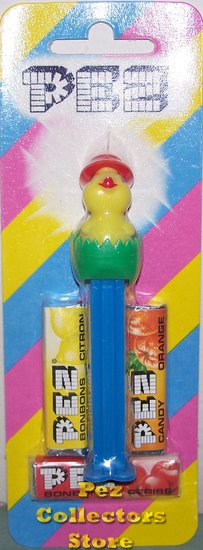 (image for) European Chick in Egg C Green Pointy Hard Shell Pez on Halo Card - Click Image to Close
