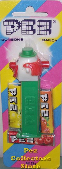 (image for) MMM Clown Pez on Green Stem Mint on Halo Striped Card - Click Image to Close