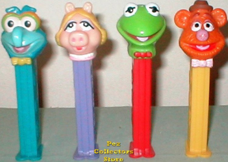 (image for) Complete set of 4 Kermit, Fozzie, Miss Piggy and Gonzo Pez Loose - Click Image to Close