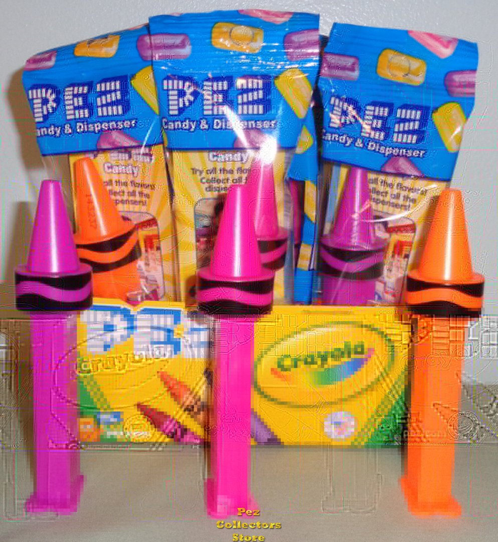 (image for) Crayola Crayon Pez - Orange, Pink and Purple MIB - Click Image to Close