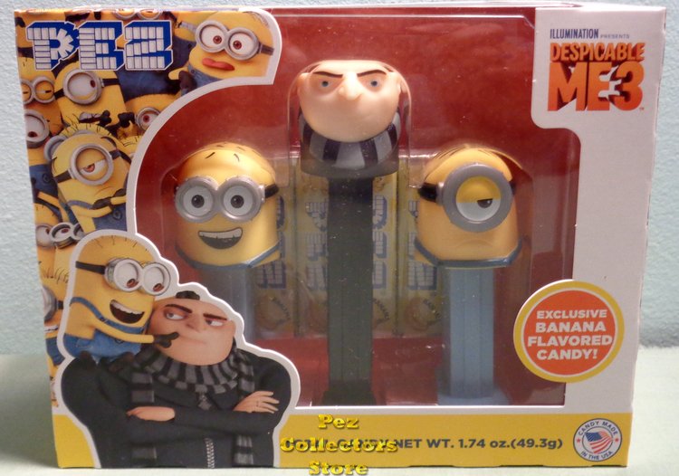 (image for) Despicable Me 3 Gru, mini Jerry and mini Stuart Pez Tri-Pack Box - Click Image to Close