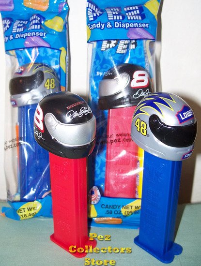 (image for) Dale Earnhardt Jr and Jimmie Johnson NASCAR Driver Pez Helmets M - Click Image to Close