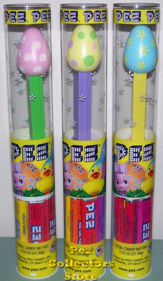 (image for) Pink Yellow and Blue Easter Egg Pez Set of 3 Mint in Tubes - Click Image to Close