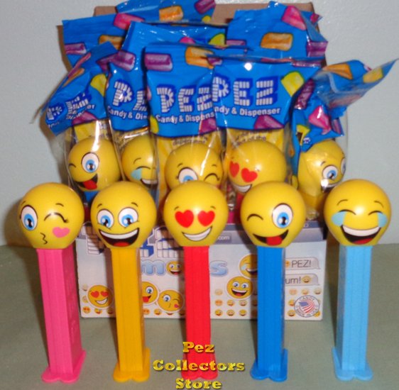 (image for) Pez Emojis set of 5 - Kissing, LOL, Silly, Happy and Love MIB - Click Image to Close