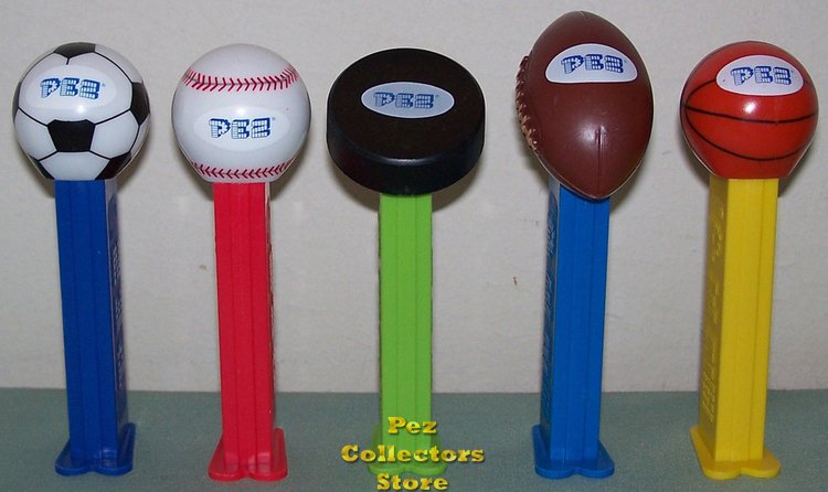(image for) Euro Sports Pez set of 5 with PEZ logo - Click Image to Close