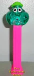 (image for) Green Colored Crystal Bubbleman Pez on Neon Pink Stem