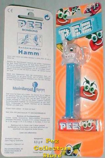 (image for) Hamm Crystal Elephant Pez! Mint on Maximilianpark Card! - Click Image to Close