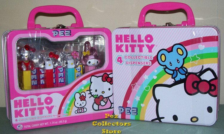 (image for) 2010 Crystal Hello Kitty Pez Rainbow Lunchbox Gift Tin - Click Image to Close