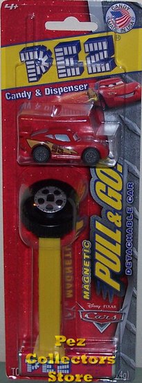 (image for) Disney Pull and Go Detachable Cars 2 Lightning McQueen Pez MOC - Click Image to Close