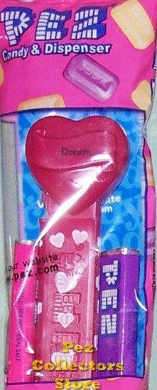 (image for) 2008 Maroon Valentines Heart Pez - Black Block Font Dream MIB - Click Image to Close