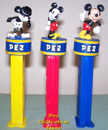 (image for) 1928 Steamboat Willie 1940 and 2000 Mickey 80th Anniv. Pez Loose - Click Image to Close