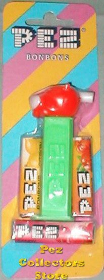 (image for) MMM Tiger Pez on Green Stem Mint on Striped Card - Click Image to Close