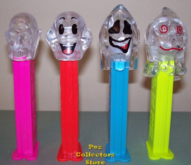 (image for) Colorless Crystal Pez Ghosts and Skull Set of 4 Pez Offer 72 - Click Image to Close