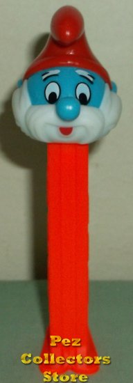 (image for) Papa Smurf Pez from Series II Smurfs Set 1997 Neon Red stem Loos - Click Image to Close