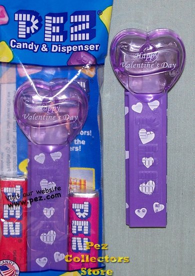 (image for) 2012 Lavender Purple Crystal Valentine Heart Pez White print - Click Image to Close