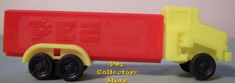 (image for) D Series Truck R2 Yellow Cab on Red Trailer Pez - Click Image to Close