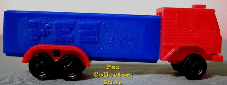 (image for) D Series Truck R4 Red Cab on Blue Trailer Pez - Click Image to Close