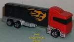 (image for) Red Cab on Black trailer with Flames Rigs Truck Pez Loose