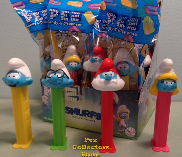 (image for) Smurfs Lost Village Pez Papa, Brainy, Smurf & Smurfette MIB - Click Image to Close