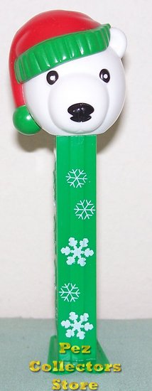 (image for) 2009 Christmas Polar Bear Pez with Snowflake Green Stem Loose - Click Image to Close