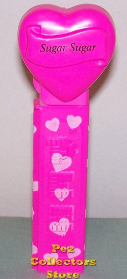 (image for) 2005 Sugar Sugar Heart Pez Neon Pink printed stem Loose - Click Image to Close