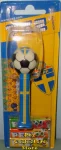 (image for) Swedish Soccer Ball Pez on Blue Stem with Yellow Cross MOC