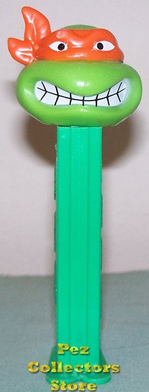 (image for) TMNT Angry Michaelangelo Orange mask on Green Stem Pez - Click Image to Close