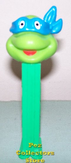 (image for) TMNT Happy Leonardo Blue mask on Green Stem Pez - Click Image to Close