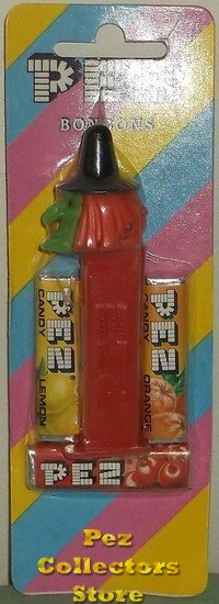 (image for) Witch D Pez Retired Non-Glowing Mint on European Striped Card - Click Image to Close