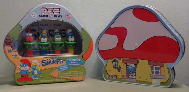 (image for) Smurfs Click and Play Pez Gift Tin with Gameboard - Click Image to Close