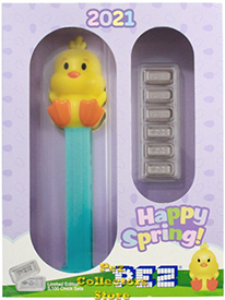 Easter 2021 Full body Chick Pez with Silver Pez Candies