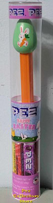 2024 Green Easter Egg Bunny holding Big Carrot Pez Mint in Tube