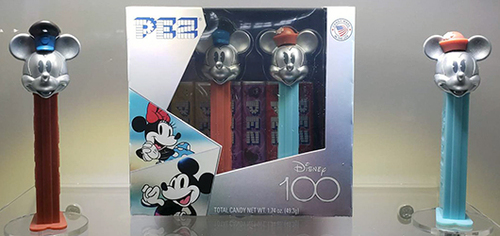 Platinum Steamboat Mickey and Pill Box Hat Minnie Pez Twin Pack
