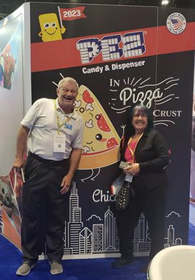 Chris Jordan and Ron Moore at 2023 Pez Booth Sweets and Snacks Expo