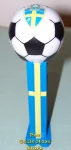 Swedish Soccer Ball Pez on Blue Stem with Yellow Cross